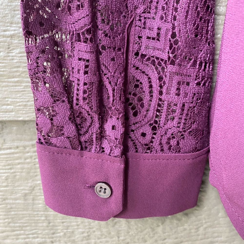 Loft Maroon Button Down Blouse, S - image 8